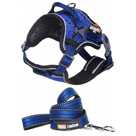Command Command HA6BLMD Dog Chest Compression Pet Harness & Leash Combo  Medium - Blue HA6BLMD